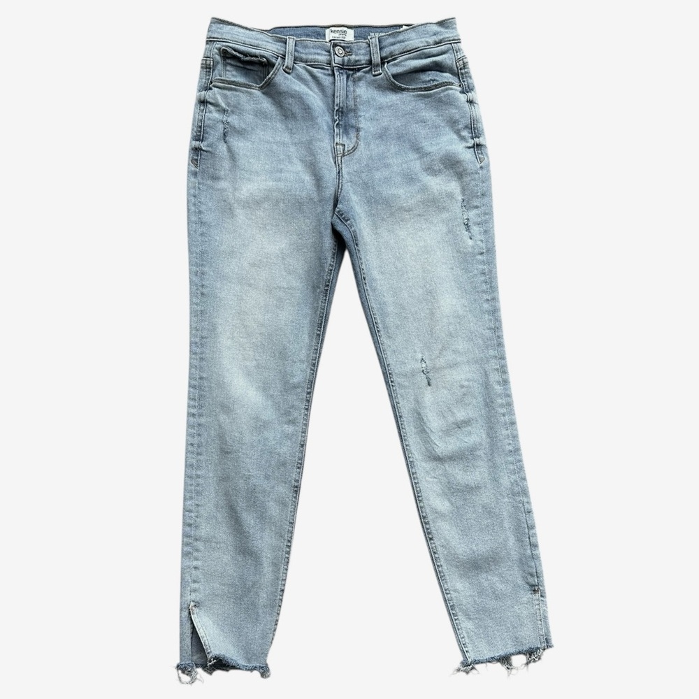 KENSIE Jeans The Kelsey High Rise Skinny distressed stretch raw split hem 8/29